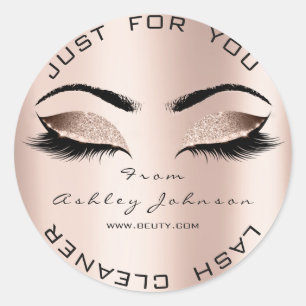 Pink Beauty Salon Glitter Skinny Gold Lash Cleaner Classic Round Sticker