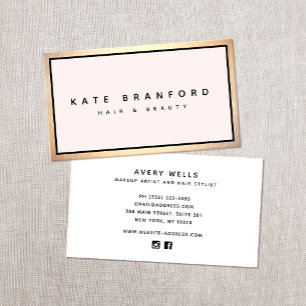 Pink Beauty Salon Professional Gold Border Business Card