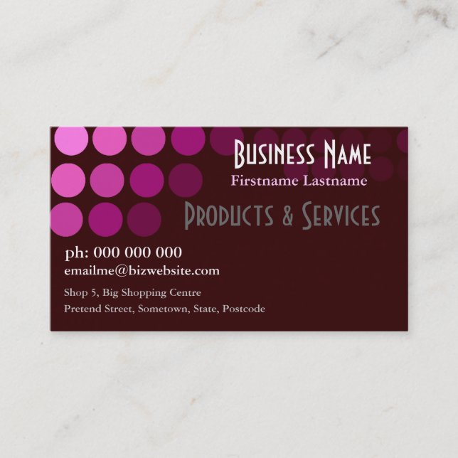 Pink Beauty Spots Business Card (Front)