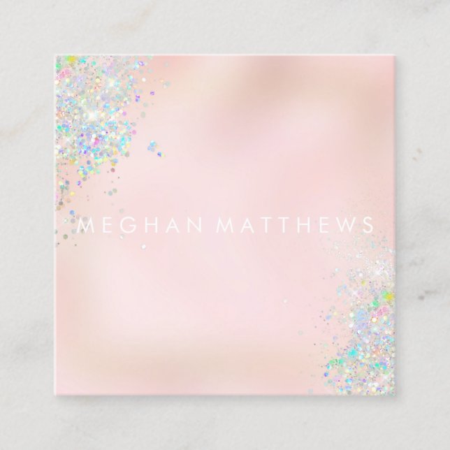 Pink Beauty Stylist Makeup Artist Square Business Card (Front)