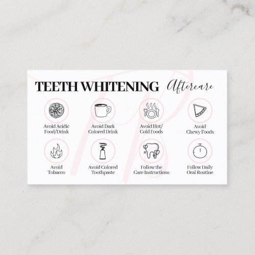 Pink Beauty Teeth Whitening Aftercare Tips Business Card