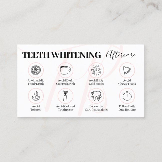 Pink Beauty Teeth Whitening Aftercare Tips Business Card