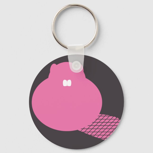 pink beaver keychain (Front)