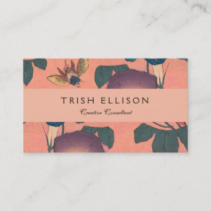 Pink Bee Flower Classic Hokusai Art Business Card