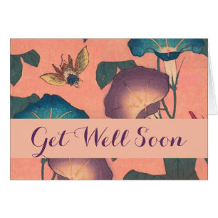 Pink Bee Flower Classic Hokusai Art Cards