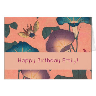 Pink Bee Flower Classic Hokusai Art Cards