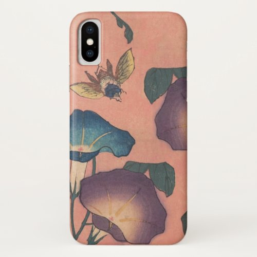 Pink Bee Flower Classic Hokusai Art iPhone X Case
