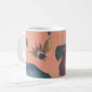 Pink Bee Flower Classic Hokusai Art Coffee Mug