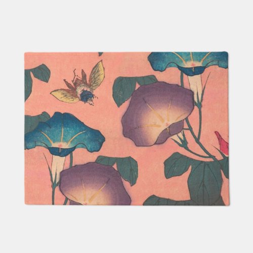 Pink Bee Flower Classic Hokusai Art Doormat