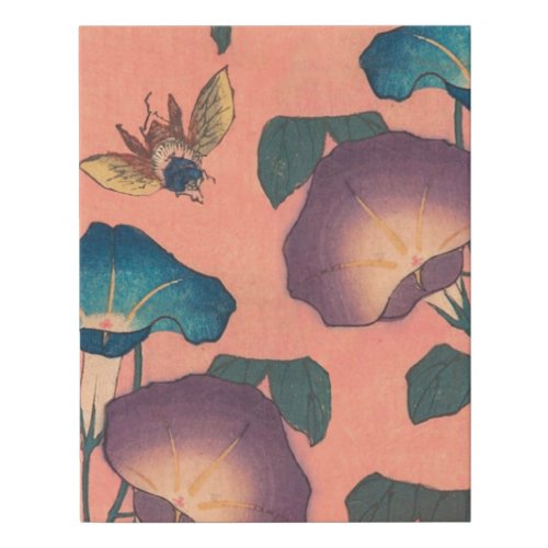 Pink Bee Flower Classic Hokusai Art Faux Canvas Print