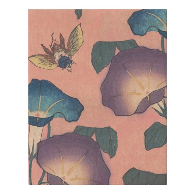 Pink Bee Flower Classic Hokusai Art Faux Canvas Print (Front)