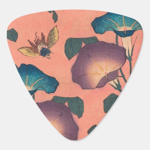 Pink Bee Flower Classic Hokusai Art Guitar Pick