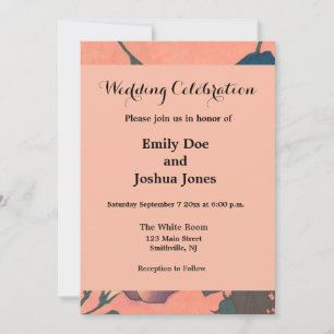 Pink Bee Flower Classic Hokusai Art Invitation
