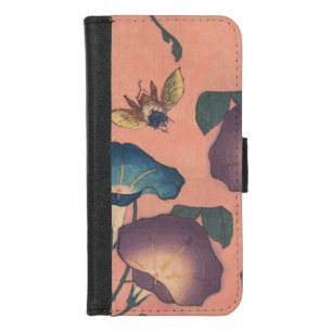 Pink Bee Flower Classic Hokusai Art iPhone 8/7 Wallet Case