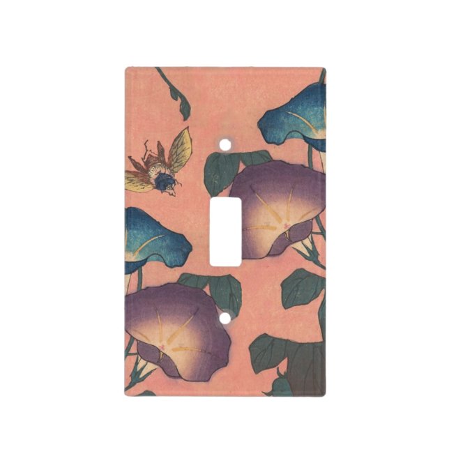 Pink Bee Flower Classic Hokusai Art Light Switch Cover (Front)
