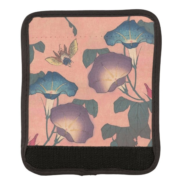 Pink Bee Flower Classic Hokusai Art Luggage Handle Wrap (Front)