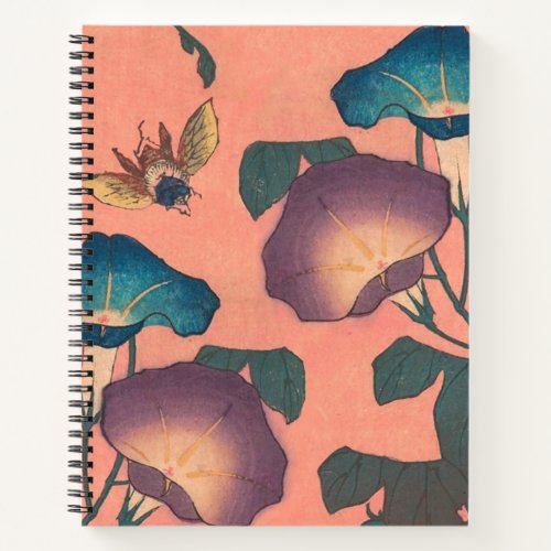 Pink Bee Flower Classic Hokusai Art Notebook