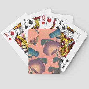 Pink Bee Flower Classic Hokusai Art Poker Cards