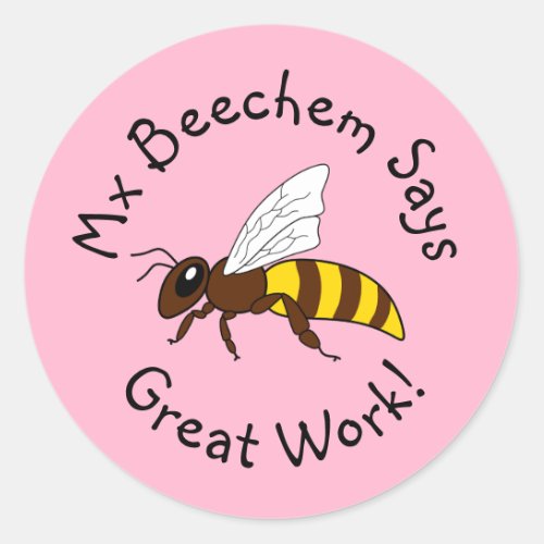 Pink Bee Great Work Stickers