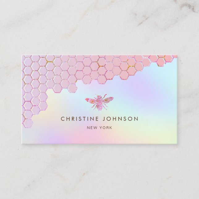 pink bee logo business card (Front)