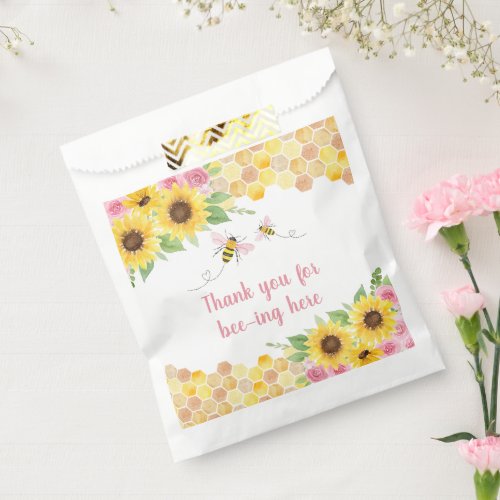 Pink Bee Sunflower Birthday Favor Bag