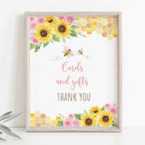 Pink Bee Sunflower Birthday Gifts Sign