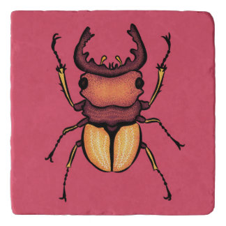 Pink Beetle Art Cool Insect Lover Entomology Trivet