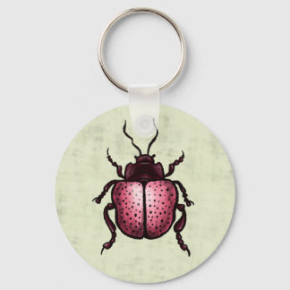 Pink Beetle Cute Bug Art - Insect Lover Keychain
