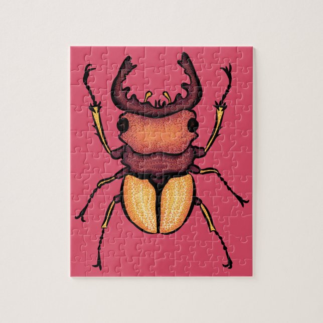 Pink Beetle Insect Lover Art Jigsaw Puzzle (Vertical)