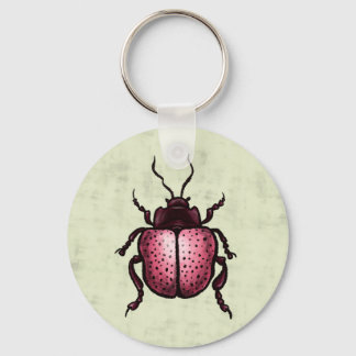 Pink Beetle QR Code Cute Insect Art Entomology Keychain