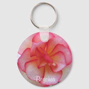 Pink Begonia Keychain by ggbythebay at Zazzle