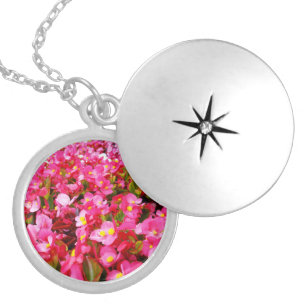 Pink Begonias Droplets Of Spring, Locket Necklace