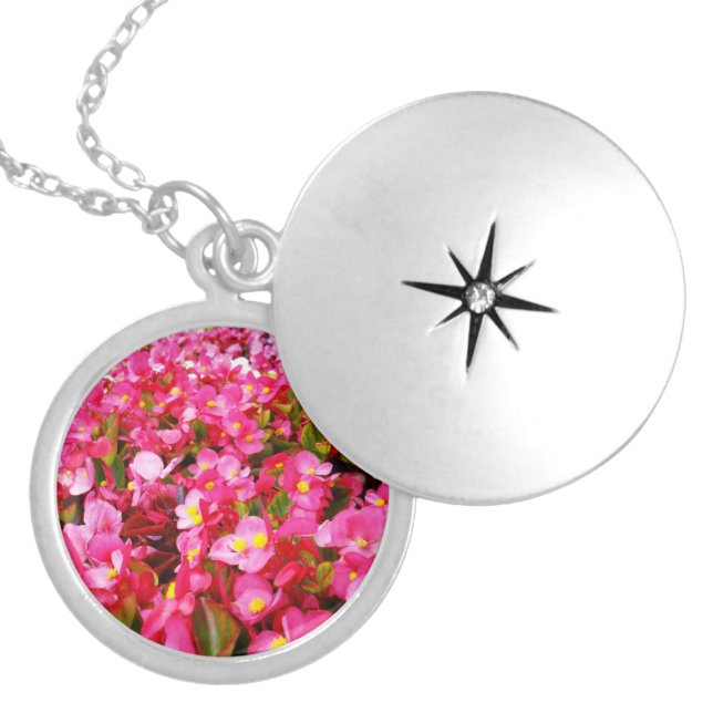 Pink Begonias Droplets Of Spring, Locket Necklace (Front)