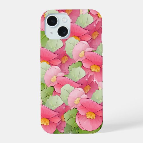 Pink Begonias iPhone 15 Case