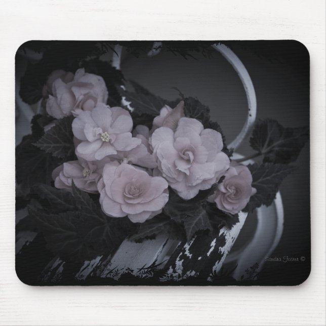 Pink Begonias Resting On Bench - Mousepad (Front)