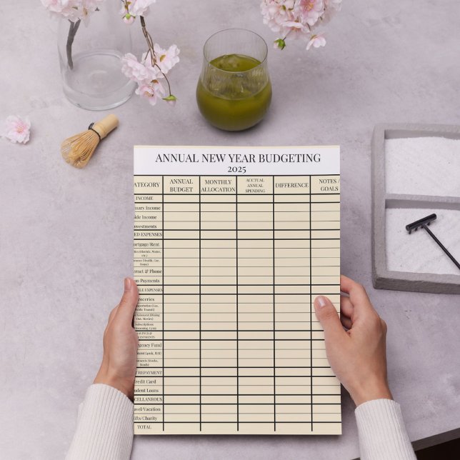Pink Beige Annual New Year Budgeting Notepad (Creator Uploaded)