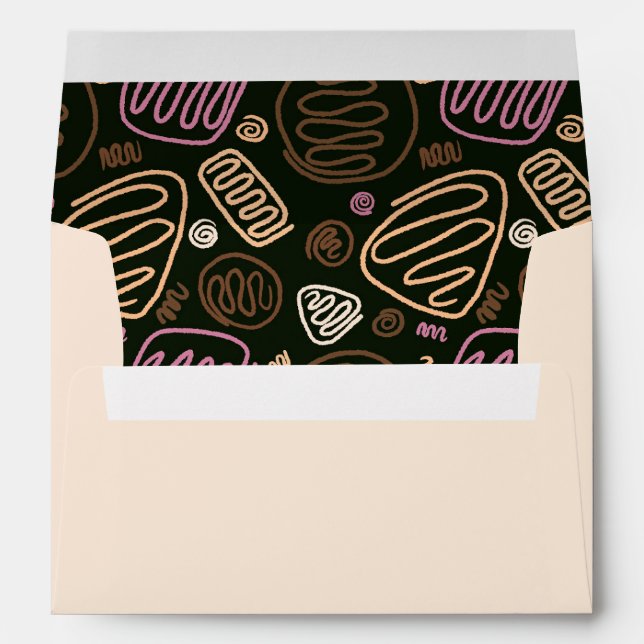 Pink Beige Black One Line Artistic Pattern Envelope (Back (Bottom))