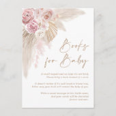 Pink Beige Boho Pampas Floral Books for Baby Girl Enclosure Card (Front)