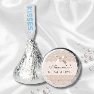 Pink Beige Bow Vintage Lace Bridal Shower Favor