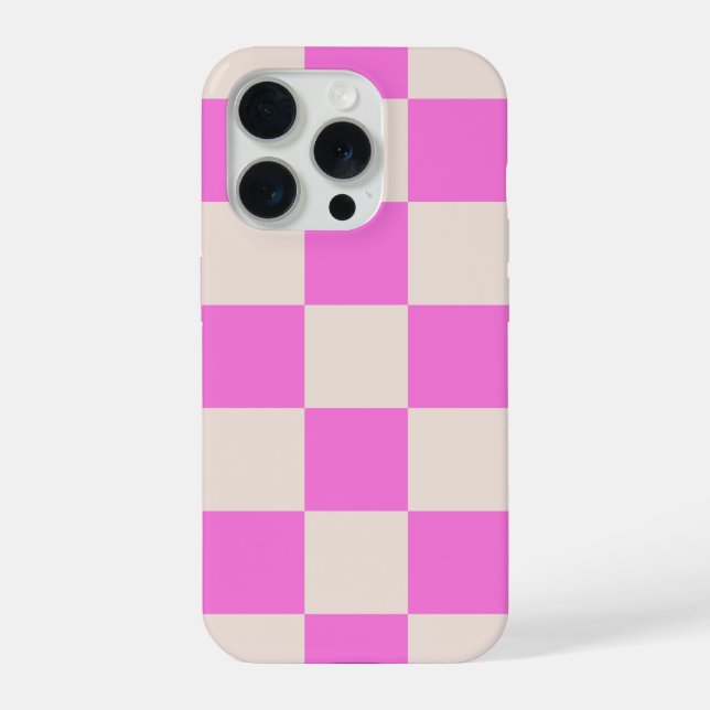 Pink Beige Checkerboard Phone Case (Back)