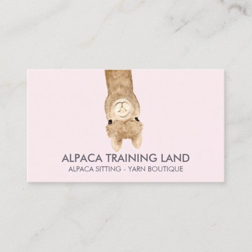 Pink Beige Cute Alpaca Business Card