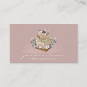 Pink Beige Floral Soap Making Business Card