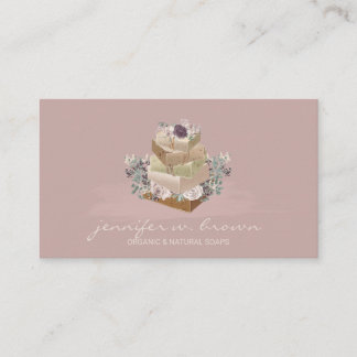 Pink Beige Floral Soap Making Business Card