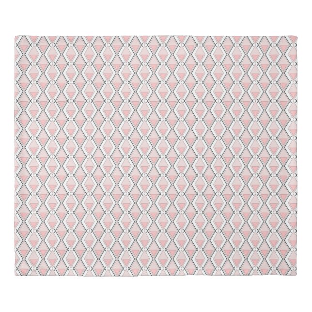 Pink beige geometric pattern duvet cover (Front)
