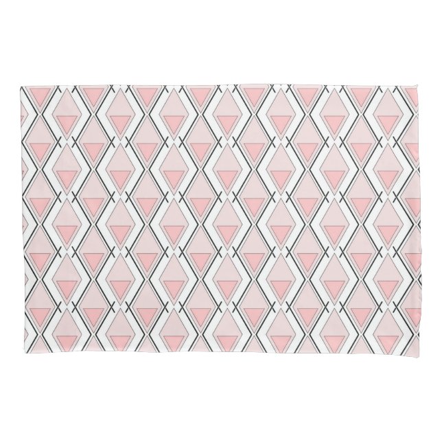 Pink beige geometric pattern pillow case (Front)
