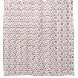 Pink beige geometric pattern shower curtain