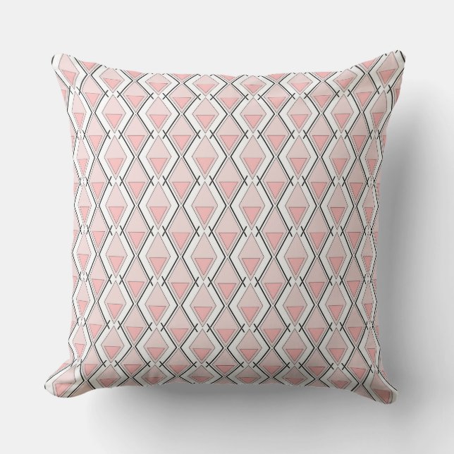 Pink beige geometric pattern throw pillow (Front)