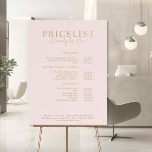 Pink & Beige-Gold Minimal Elegant Salon Price List Foam Board