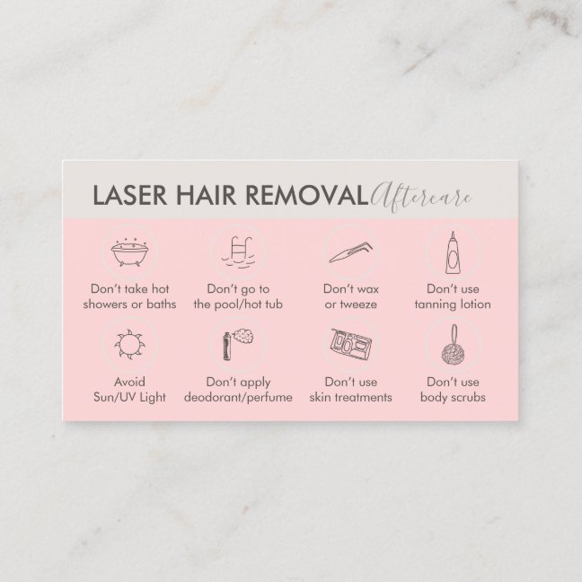 Pink Beige Laser Hair Removal Aftercare Business Card