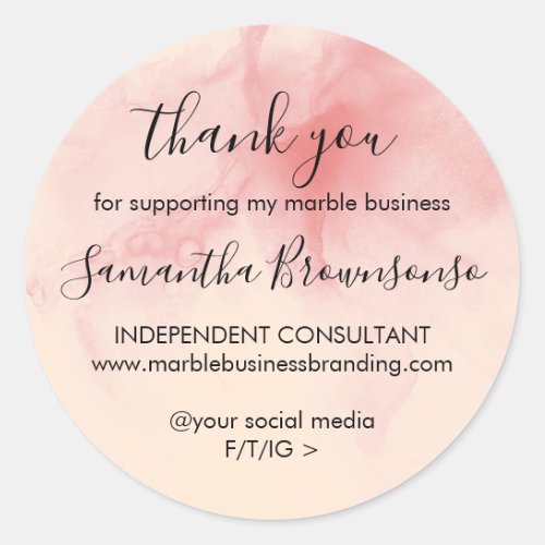 Pink Beige Modern Ombre girl boss thank you Classic Round Sticker